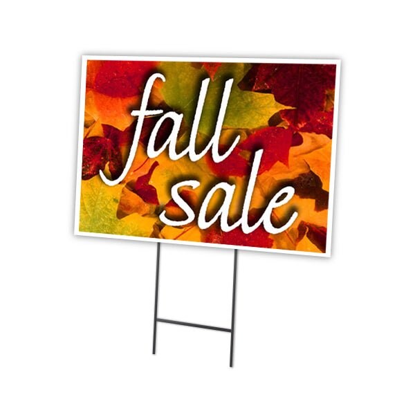 Fall Sale Yard Sign & Stake outdoor plastic coroplast window, C-1824 Fall Sale